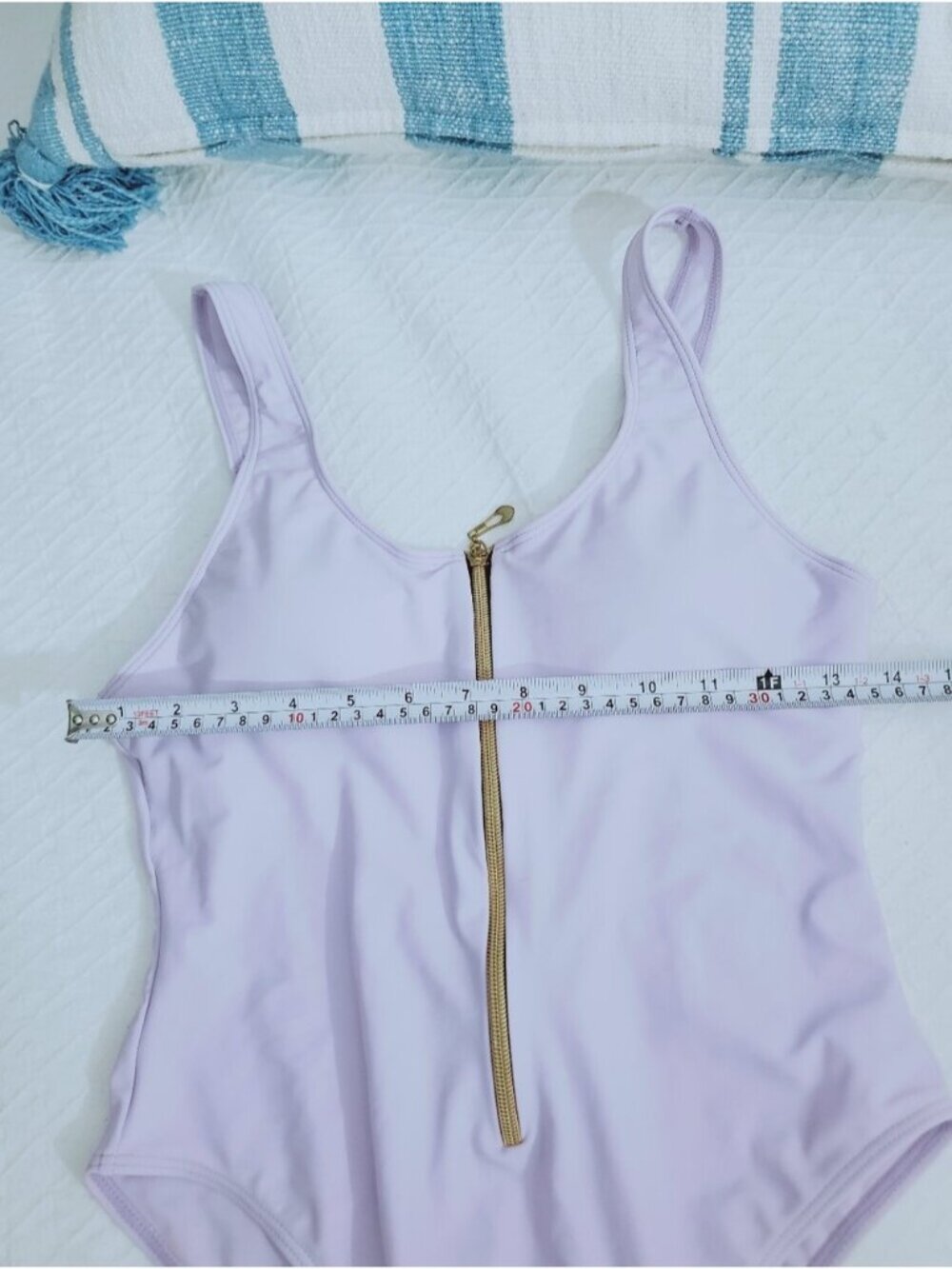 Cool Lilac Padded Cheeky High Cut Swimsuit with Zip Front - Picture 14 of 15